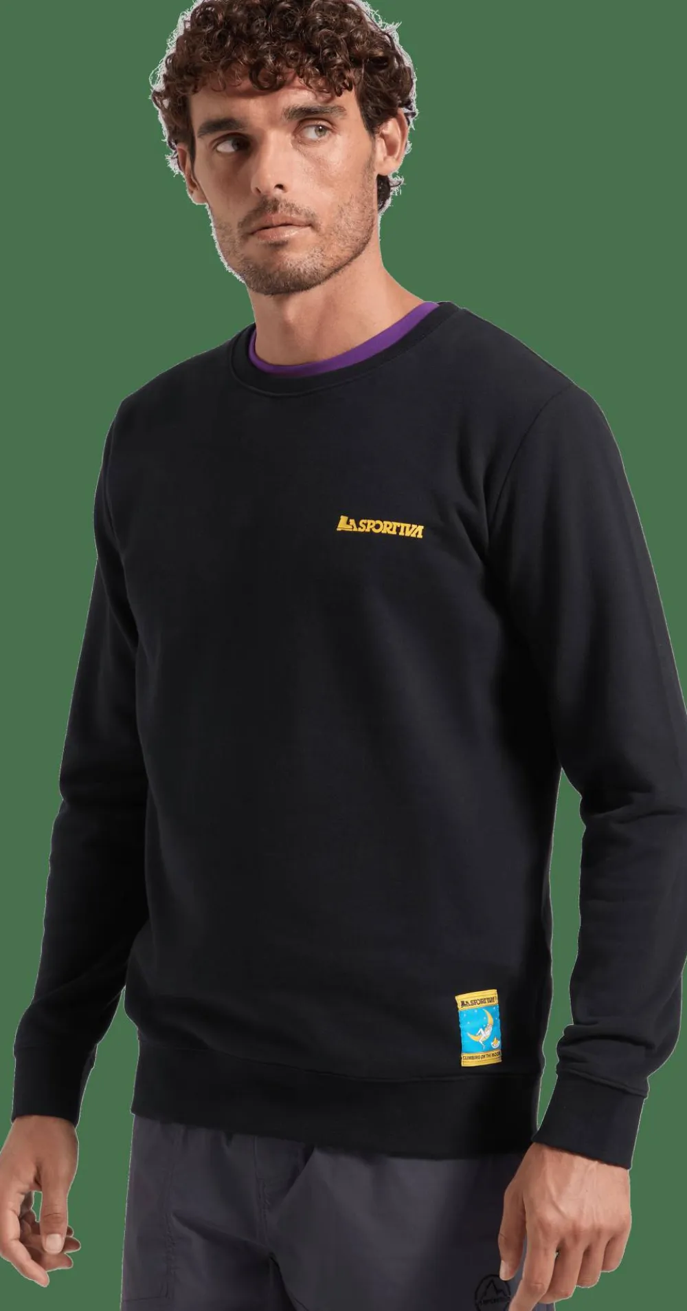 La Sportiva Men's Climbing On The Moon Sweatshirt Nero/Giallo
