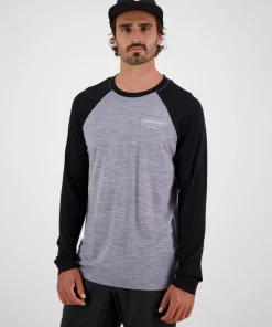 Online Mons Royale Men's Icon Merino Raglan Long Sleeve Grey Heather/Black