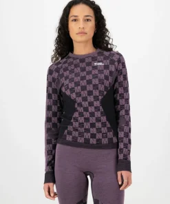 Discount Mons Royale Women's Ascender Merino Seamless Long Sleeve Mauve/Black
