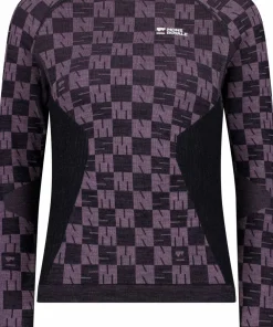Discount Mons Royale Women's Ascender Merino Seamless Long Sleeve Mauve/Black
