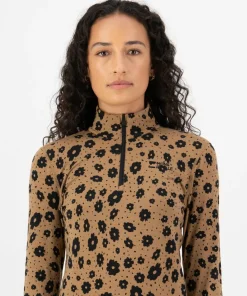 Hot Mons Royale Women's Cascade Merino Base Layer 1/4 Zip Long Sleeve Aoraki Lily Toffee