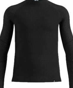 Discount Odlo Men's Seamless Performance Wool Base Layer Top Crew Neck Longsleeve Black