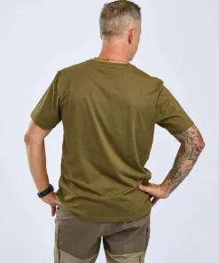 Hot Pinewood Men's Finnveden Recycled Outdoor T-Shirt Olive Melange Campsite