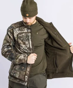 Outlet Pinewood Men's Furudal Reversible Camou Fleece Jacket Hunting Brown/Strata