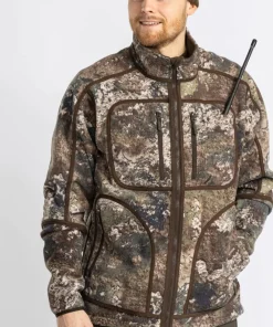 Outlet Pinewood Men's Furudal Reversible Camou Fleece Jacket Hunting Brown/Strata