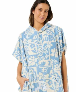 Hot Rip Curl Women's Mixed Hooded Poncho Blissful Blue