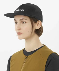 Hot Salomon Logo Flat Cap Deep Black