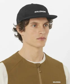 Hot Salomon Logo Flat Cap Deep Black