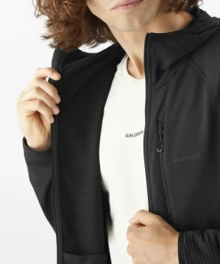 Sale Salomon Men's Essential Lightwarm Hoodie Deep Black Deep Black/