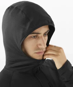 Sale Salomon Men's Essential Lightwarm Hoodie Deep Black Deep Black/