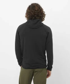 Sale Salomon Men's Essential Lightwarm Hoodie Deep Black Deep Black/