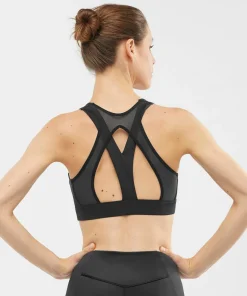 Clearance Salomon Women's Cross Run Sports Bra Deep Black DEEP BLACK/