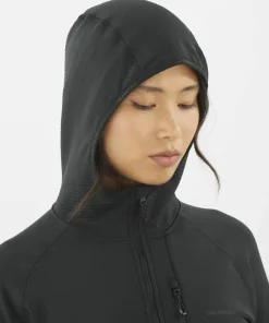 Discount Salomon Women's Essential Lightwarm Hoodie Deep Black Deep Black/
