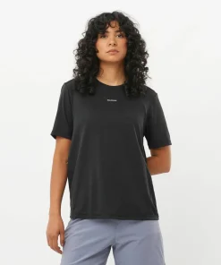 Clearance Salomon Women's Shkout Core Short Sleeve Tee Deep Black Deep Black/