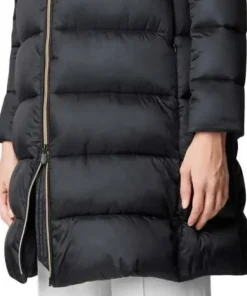 New Save the Duck Women's Animal Free Hooded Puffer Jacket Lysa Black
