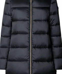 New Save the Duck Women's Animal Free Hooded Puffer Jacket Lysa Black