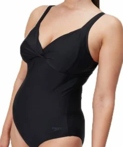 New Speedo Women's Shaping Cross Knot 1 Piece Black