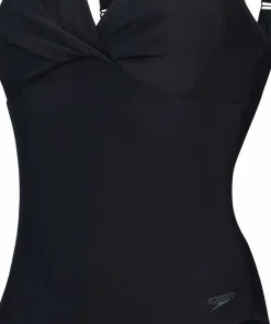 New Speedo Women's Shaping Cross Knot 1 Piece Black
