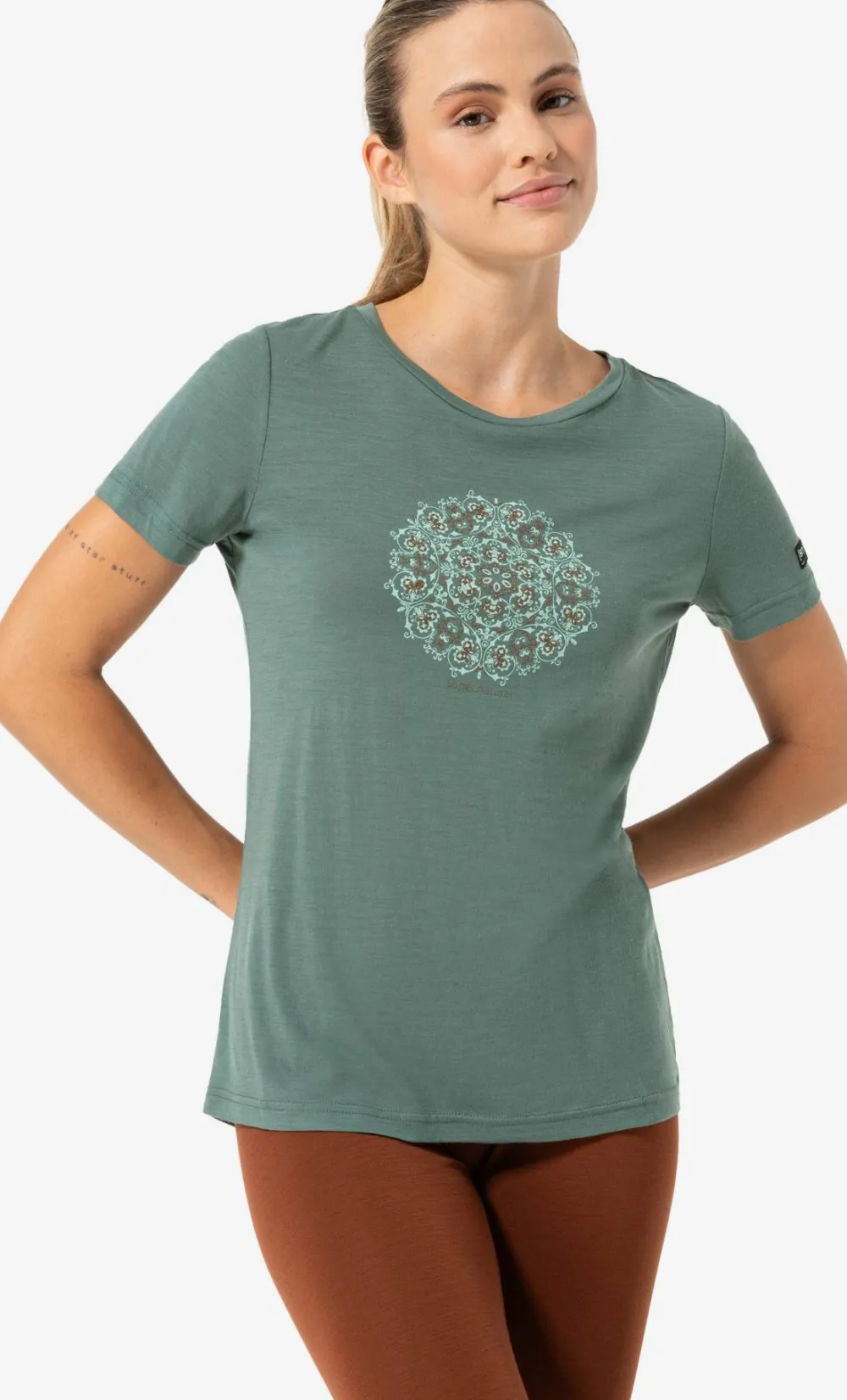 New super.natural Women's Ornament Tee Balsam Green/Light Jade/Copper