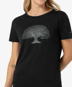 Clearance super.natural Women's Tree Of Knowledge Tee Jet Black/Feather Grey