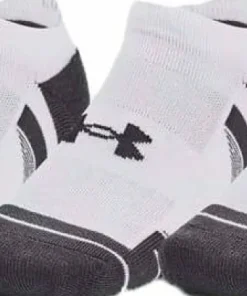 New Under Armour Unisex UA Performance Tech 3pk No Show Socks White