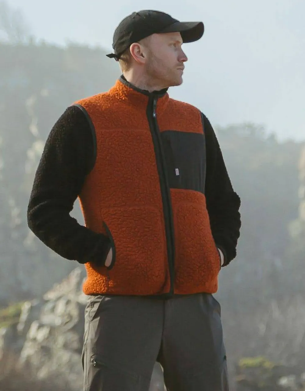 Clearance Varg Men's ön Wool Vest Retro Orange