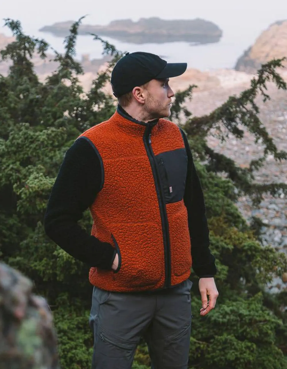 Clearance Varg Men's ön Wool Vest Retro Orange