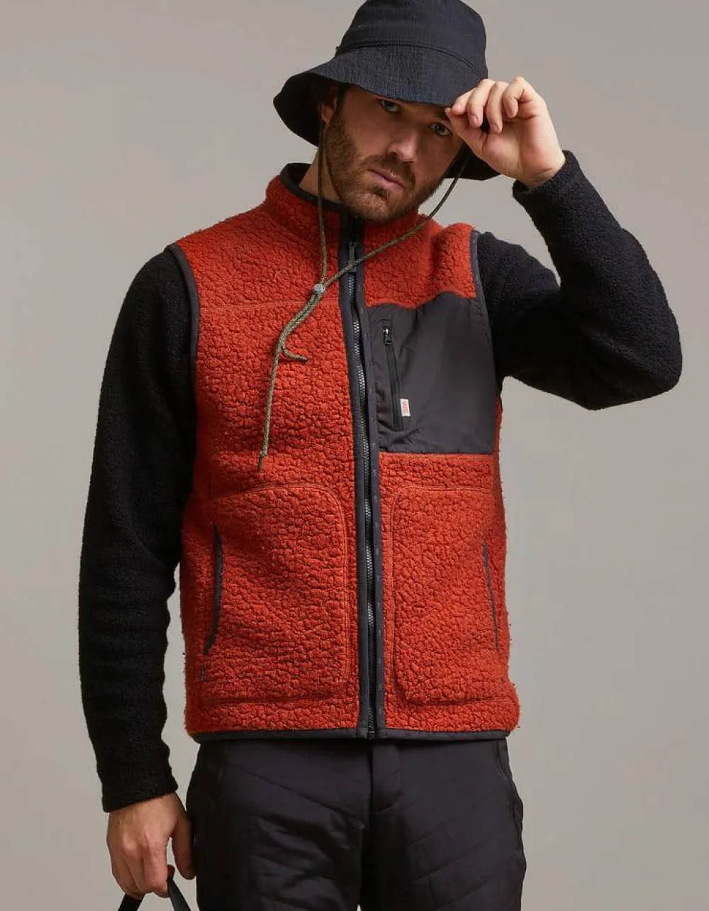 Clearance Varg Men's ön Wool Vest Retro Orange