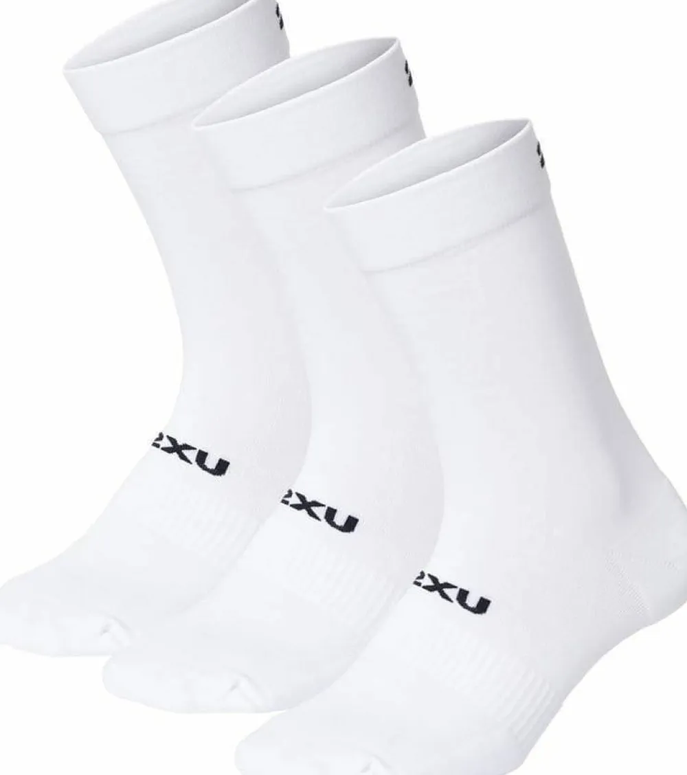 Discount 2XU Crew Socks 3 Pack White/Black