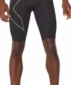 Clearance 2XU Men's MCS Run Compression Shorts Black/Black Reflective
